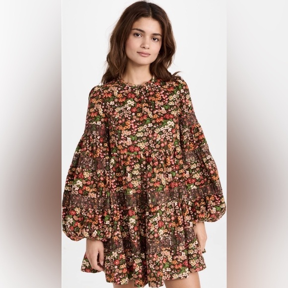 Bytimo Dresses & Skirts - ByTIMO Corduroy Lace Tiered Brown Multi